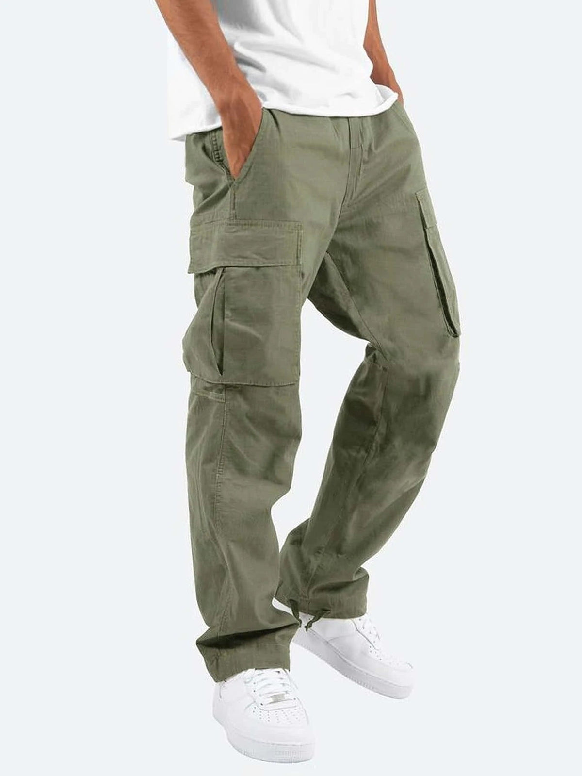 Men's Cargo Trousers with Elastic Waist