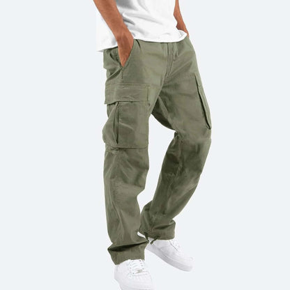 Men's Cargo Trousers with Elastic Waist - Green