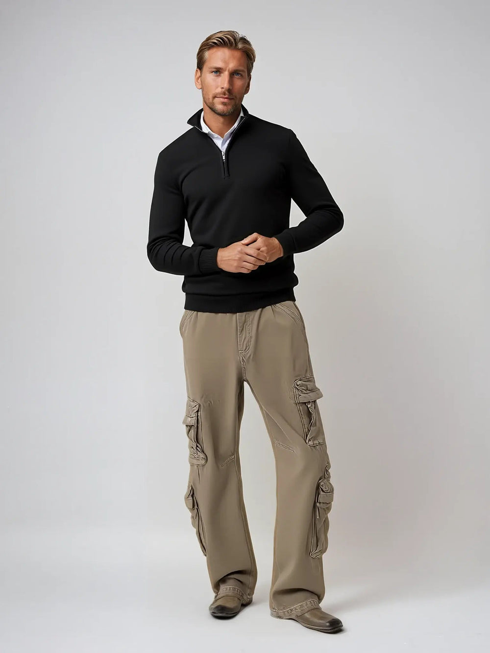 Men's Casual Half-Zip Sweater-2