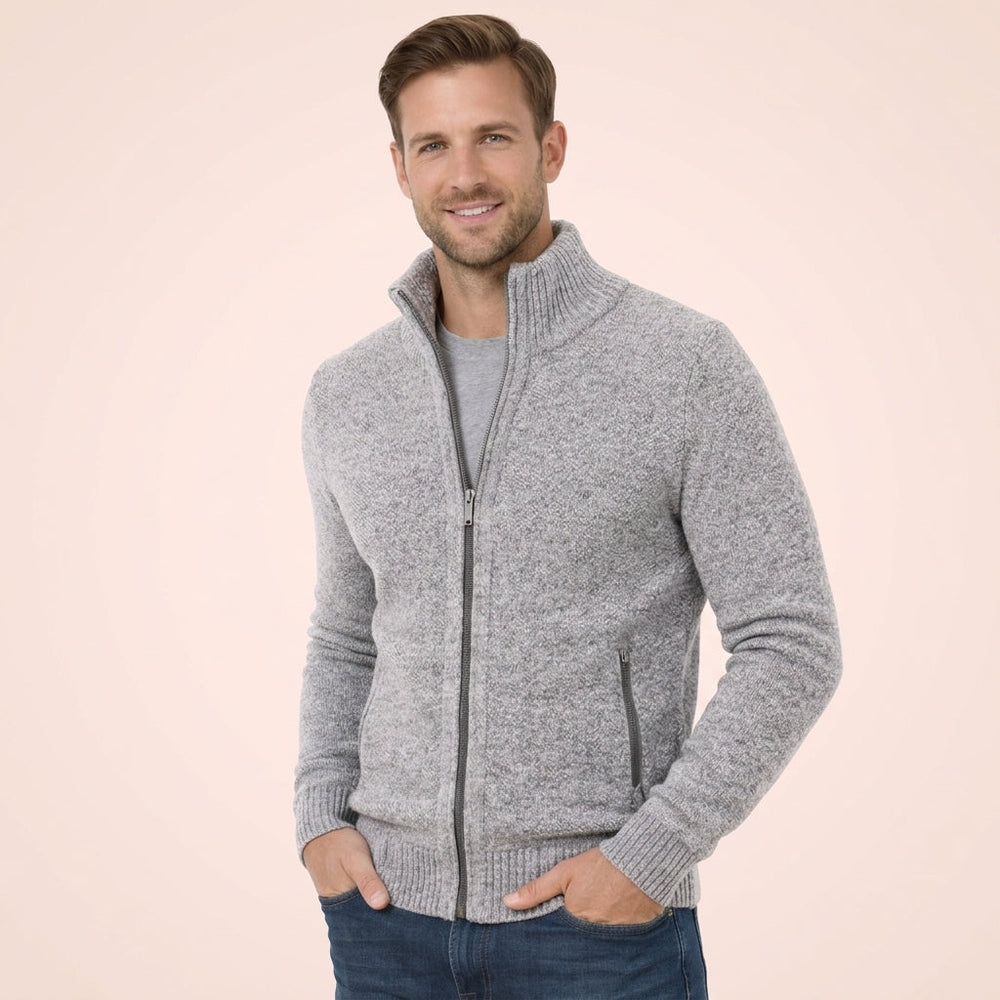 Men's Classic Full Zip Knit Sweater-3