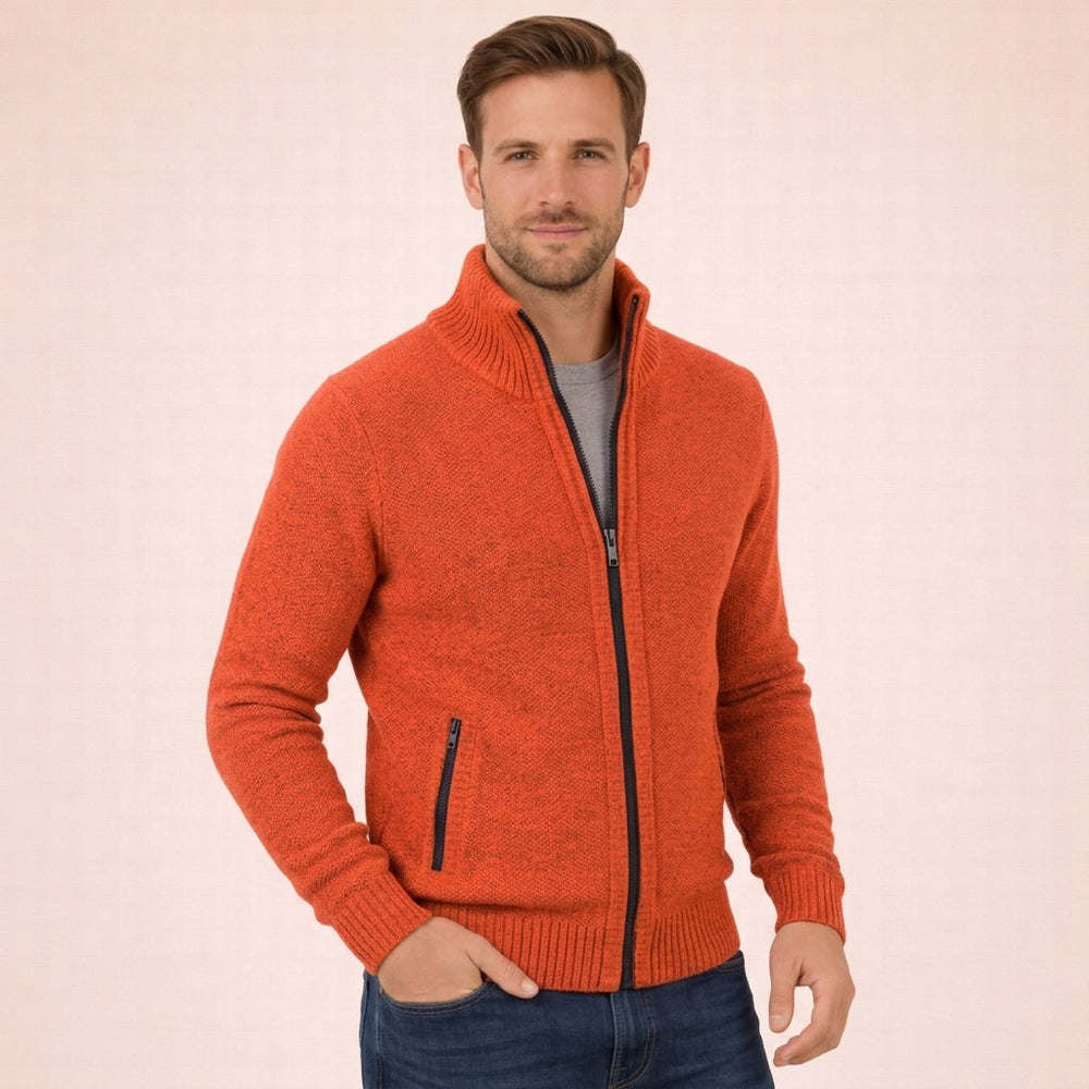 Men's Classic Full Zip Knit Sweater-5