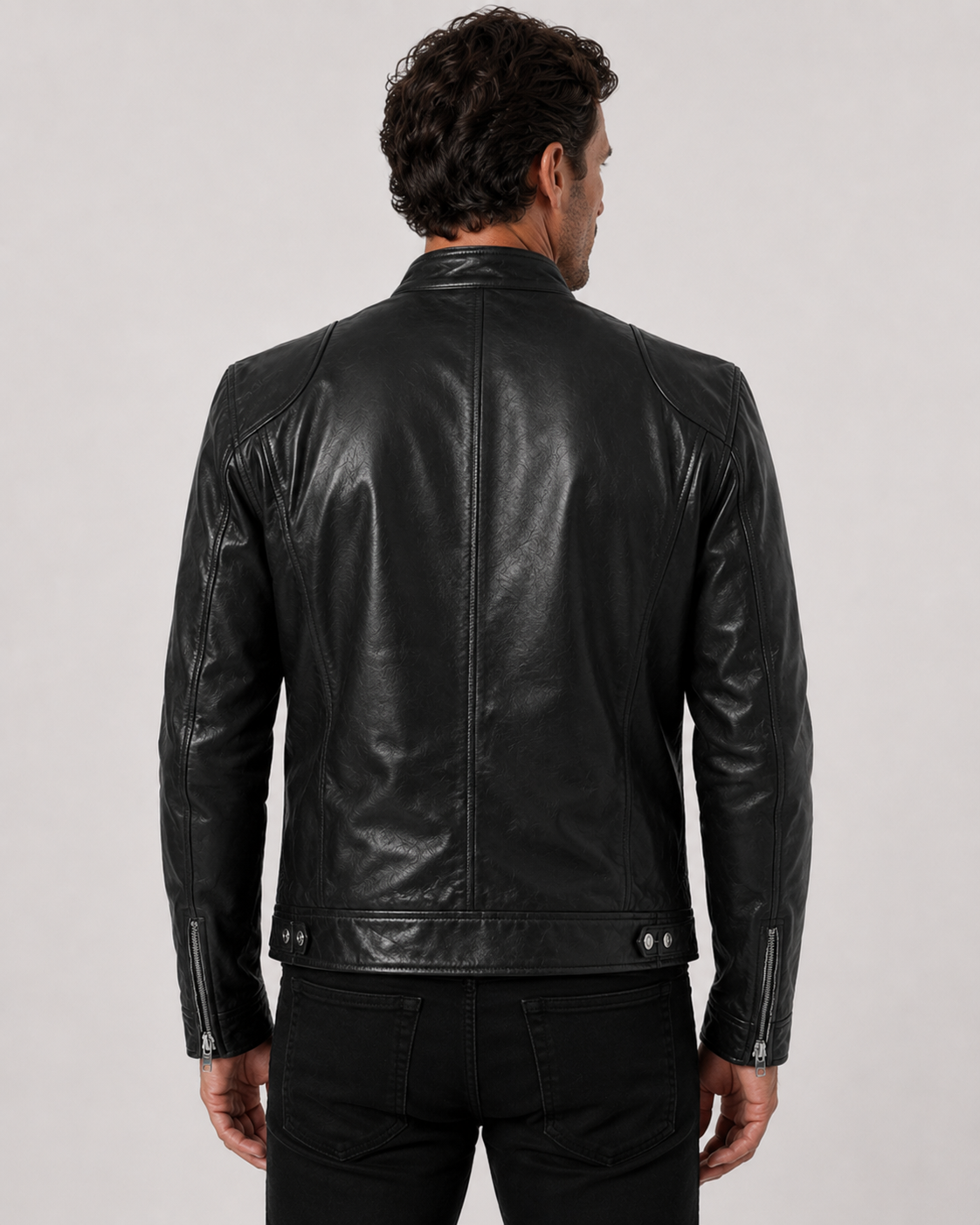 Men's Classic Leather Motorcycle Jacket-3