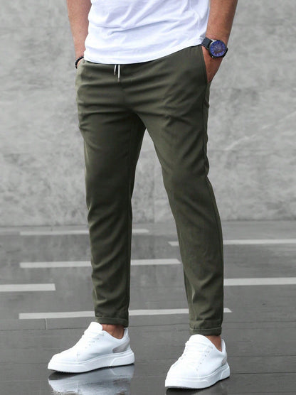 Men's Comfort Stretch Trousers with Drawstring - Green