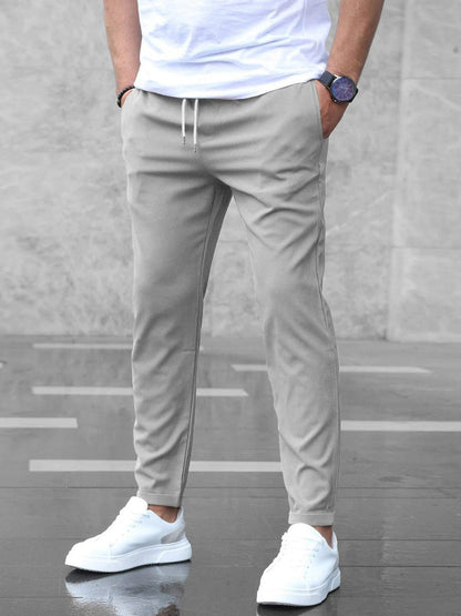 Men's Comfort Stretch Trousers with Drawstring - Grey