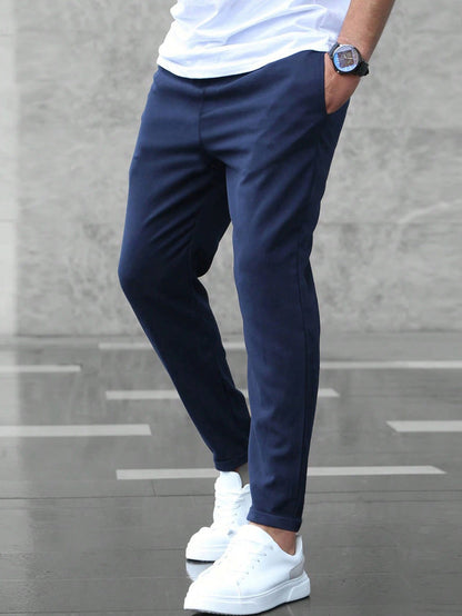 Men's Comfort Stretch Trousers with Drawstring - Navy