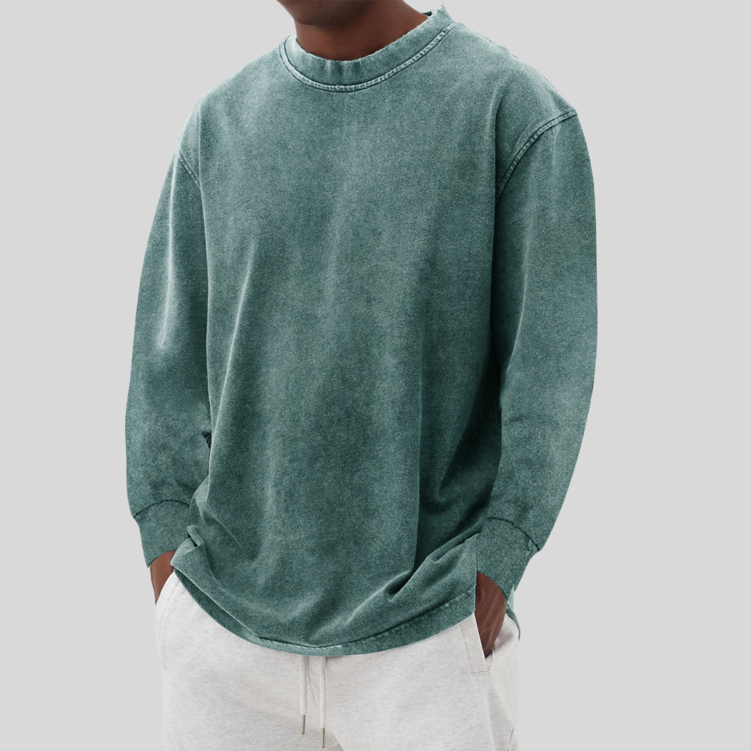 Men's Cotton Long-Sleeve Crew Neck Top