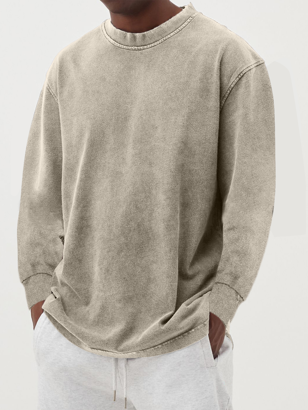 Men's Cotton Long-Sleeve Crew Neck Top