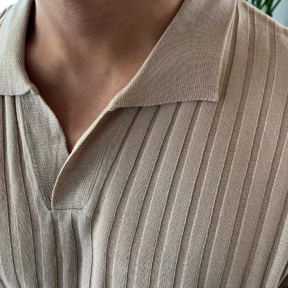 Men's Fine-Knit Polo Shirt with Ribbed Trims – view 4