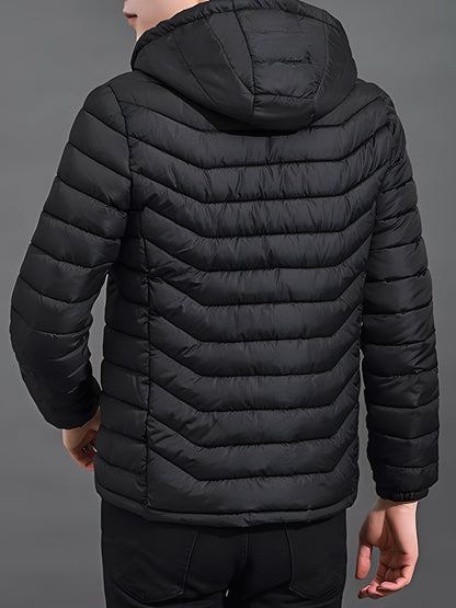 Men's Hooded Puffer Jacket with Full Zip and Zip Pockets - photo 5