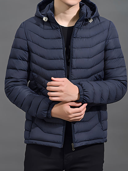 Men's Hooded Puffer Jacket with Full Zip and Zip Pockets - photo 6