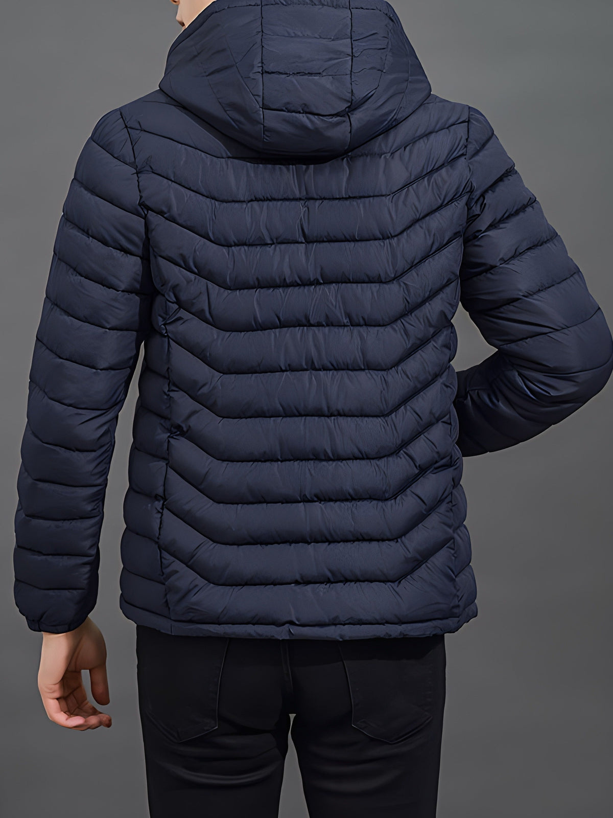 Men's Hooded Puffer Jacket with Full Zip and Zip Pockets - photo 7