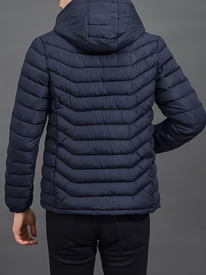 Men's Hooded Puffer Jacket with Full Zip and Zip Pockets - photo 7