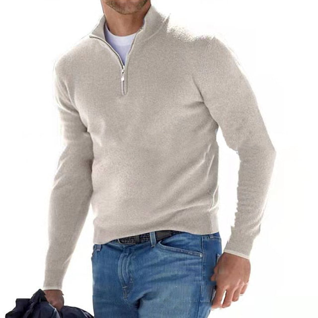 Men's Knit Sweater With Quarter Zip-3