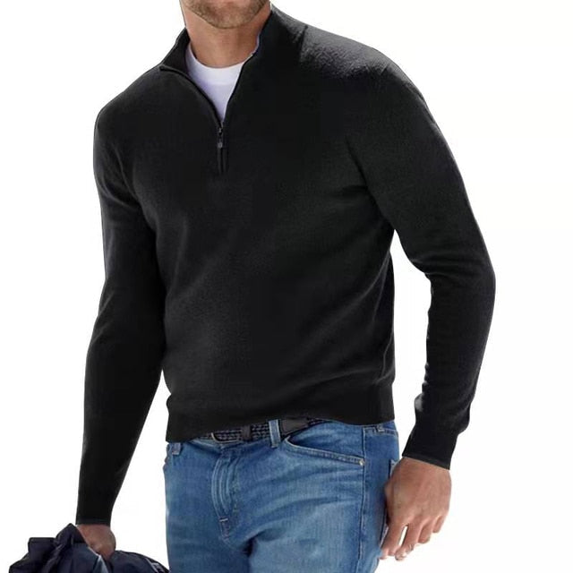 Men's Knit Sweater With Quarter Zip-4