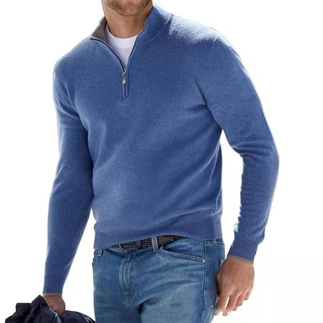 Men's Knit Sweater With Quarter Zip-5