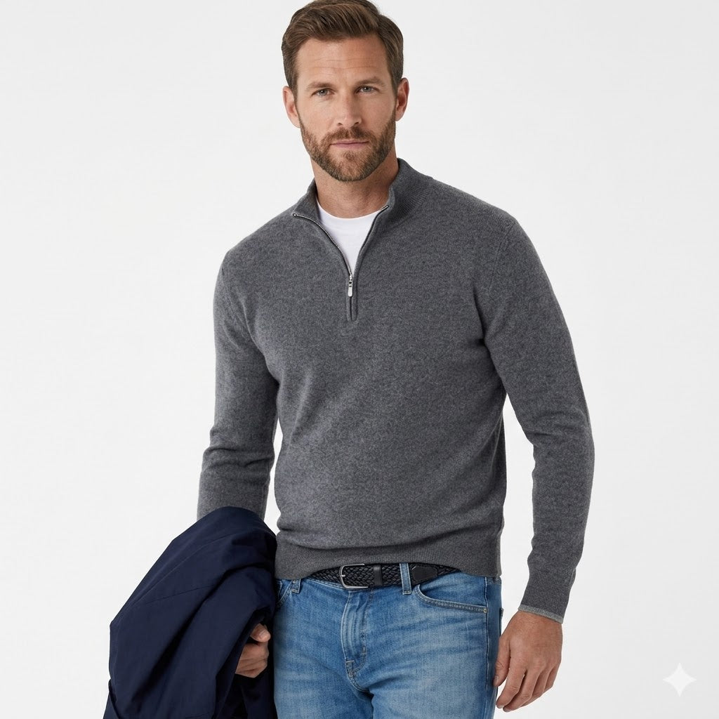 Men's Knit Sweater With Quarter Zip-1