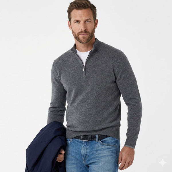 Men's Knit Sweater With Quarter Zip-1