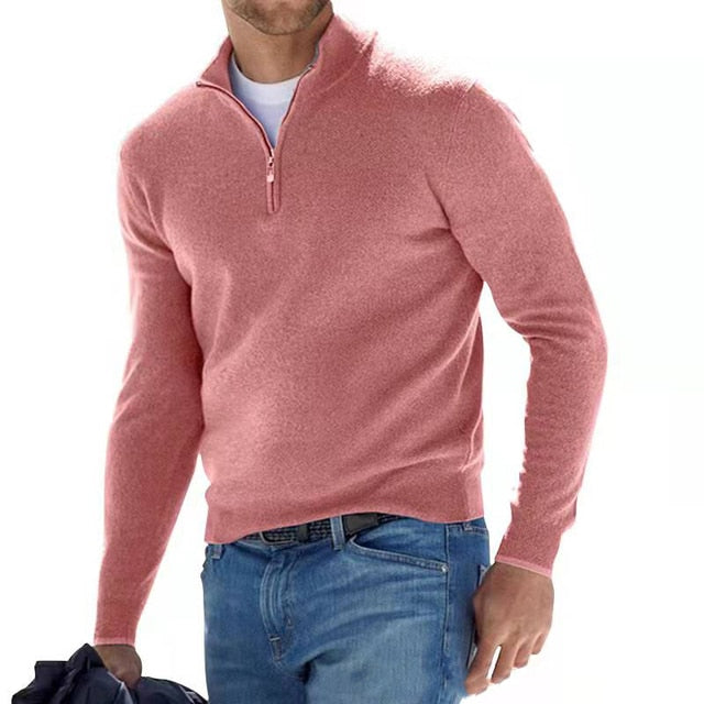Men's Knit Sweater With Quarter Zip-7
