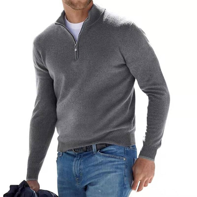 Men's Knit Sweater With Quarter Zip-2
