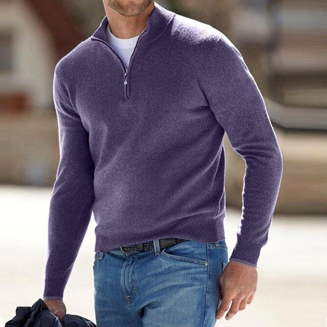 Men's Knit Sweater With Quarter Zip-9