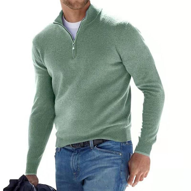 Men's Knit Sweater With Quarter Zip-6