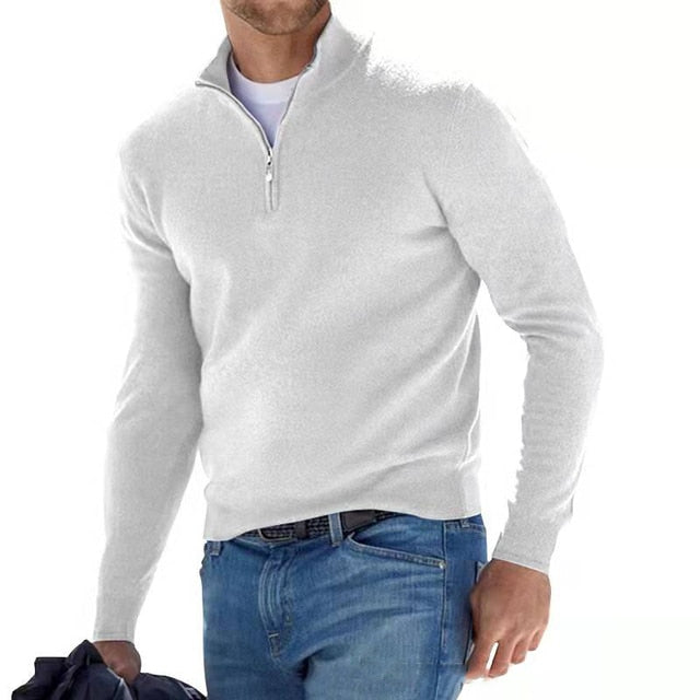 Men's Knit Sweater With Quarter Zip-8