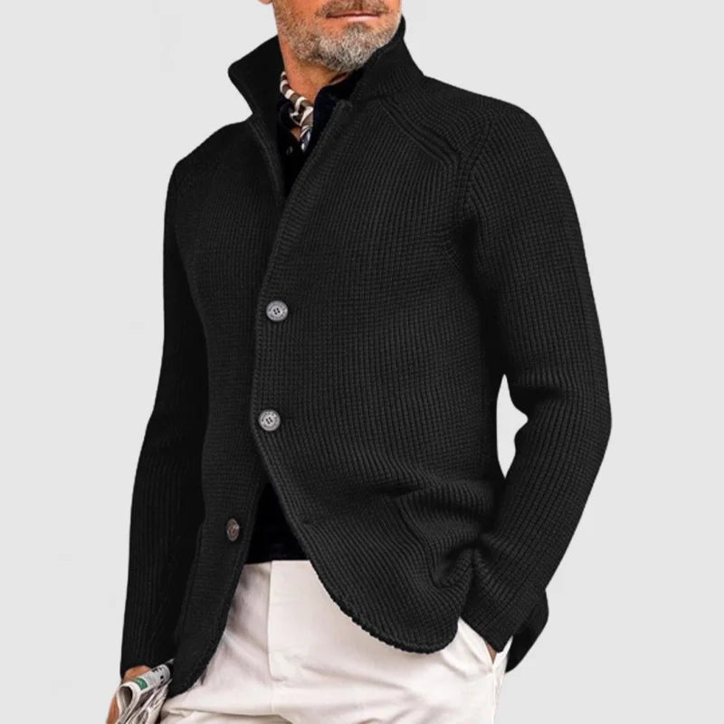 Men's Knitted Sweater Coat With Collar-2