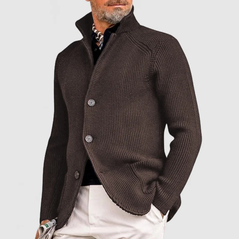 Men's Knitted Sweater Coat With Collar-5