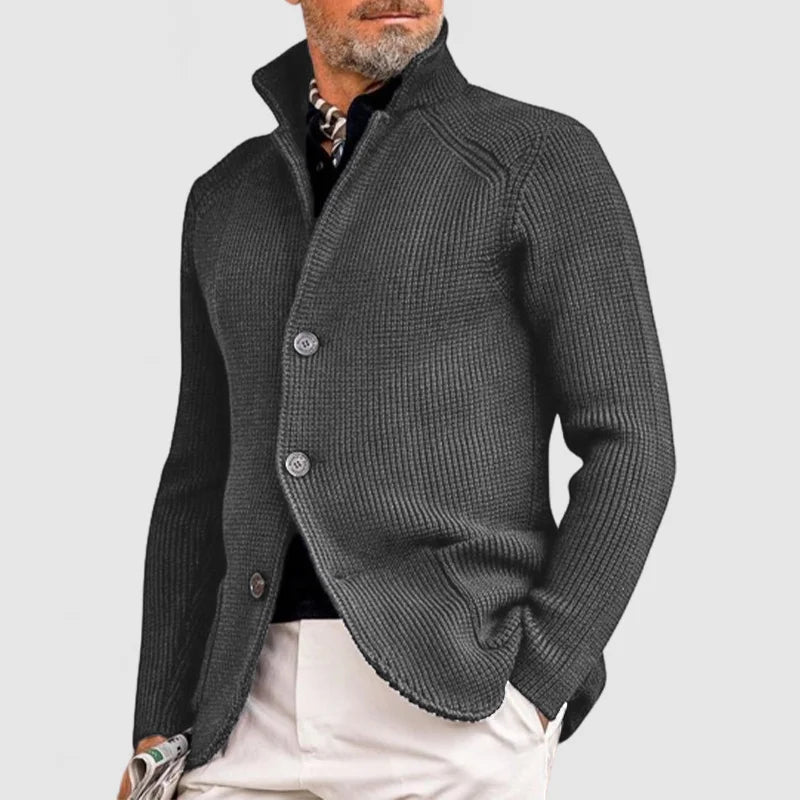 Men's Knitted Sweater Coat With Collar-4