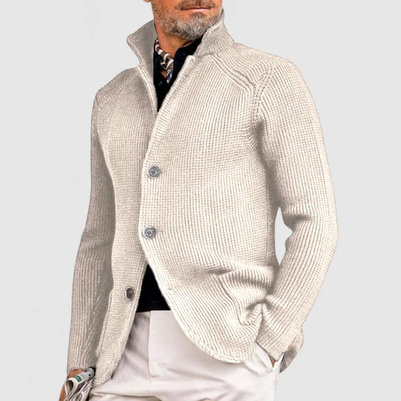 Men's Knitted Sweater Coat With Collar-3