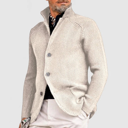 Men's Knitted Sweater Coat With Collar-3