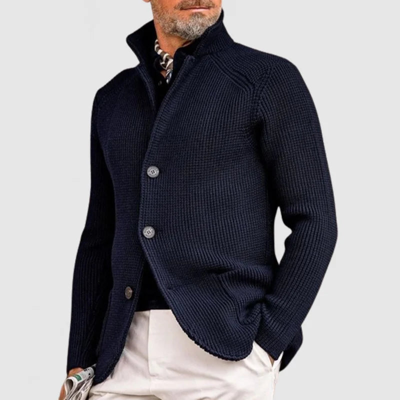 Men's Knitted Sweater Coat With Collar-1