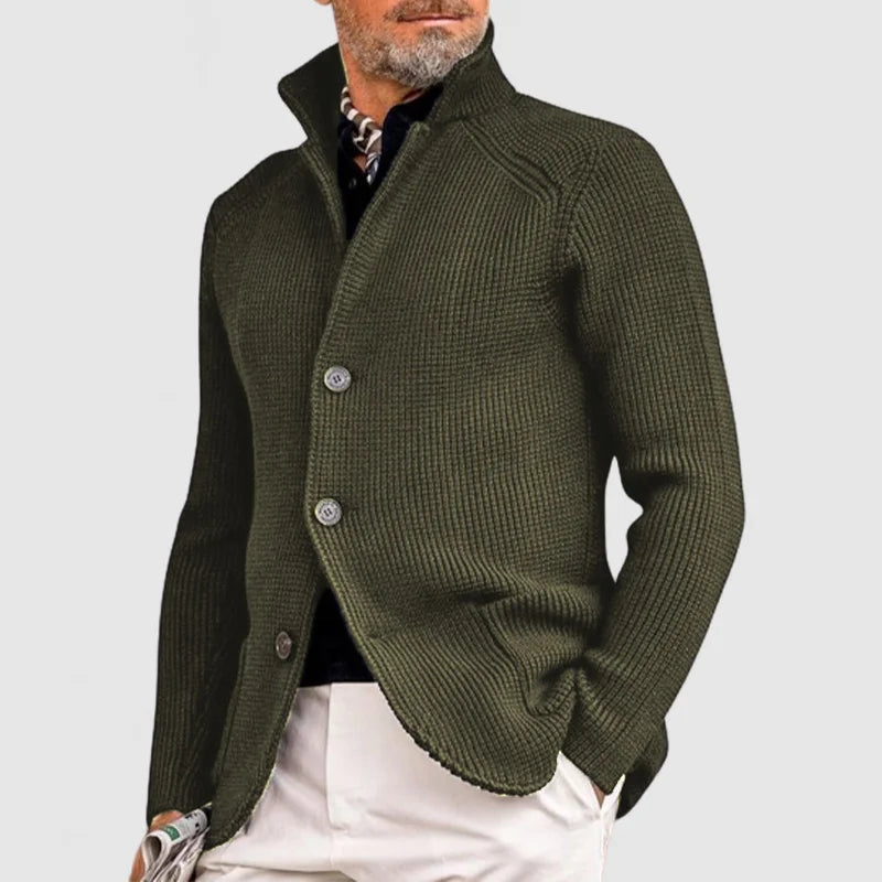 Men's Knitted Sweater Coat With Collar-6