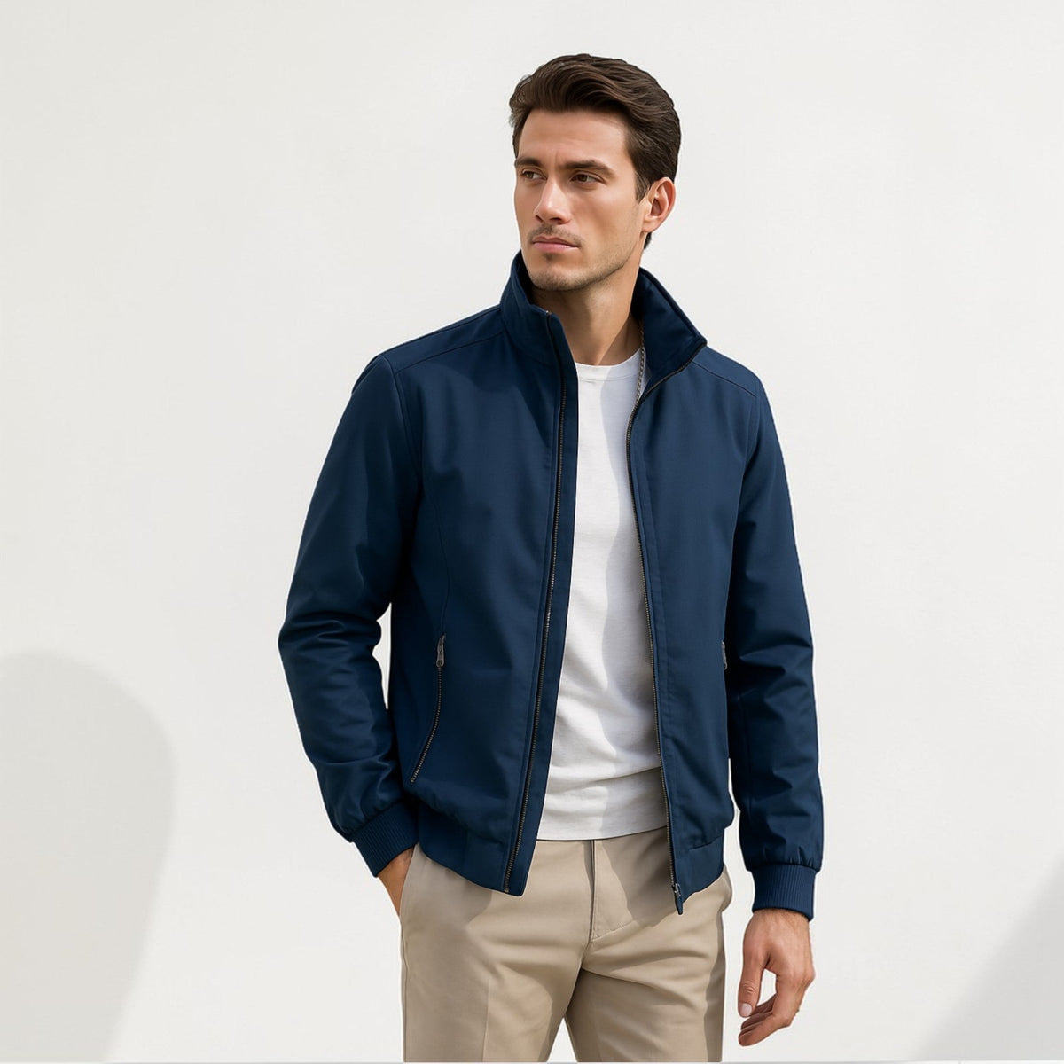 Men's Lightweight Jacket with Zip Front in Blue