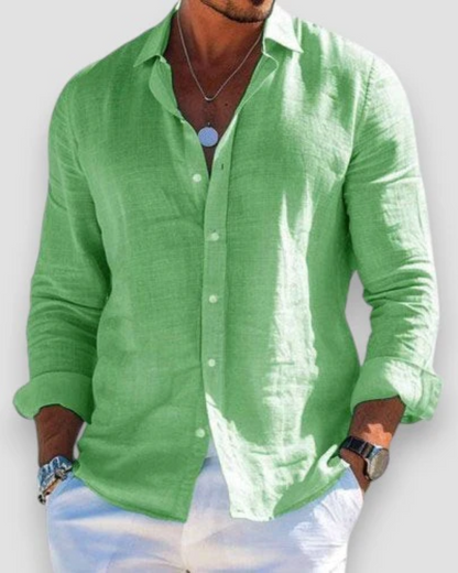 Men's Linen Shirt with Point Collar