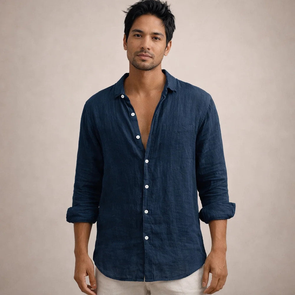Men's Long Sleeve Button-Down Shirt-12