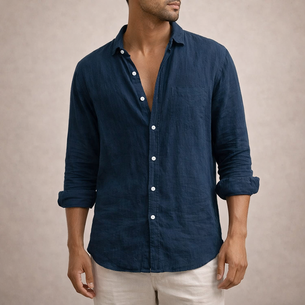 Men's Long Sleeve Button-Down Shirt-11
