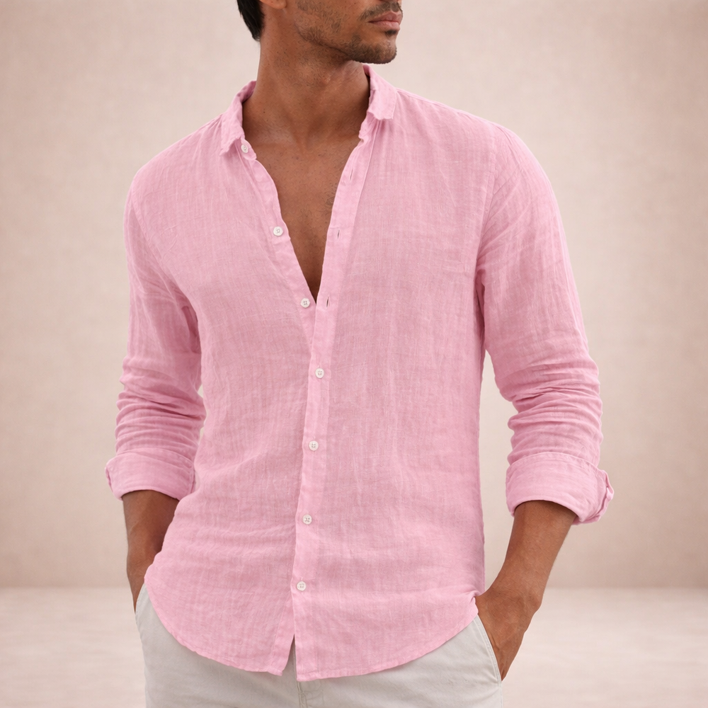 Men's Long Sleeve Button-Down Shirt-5