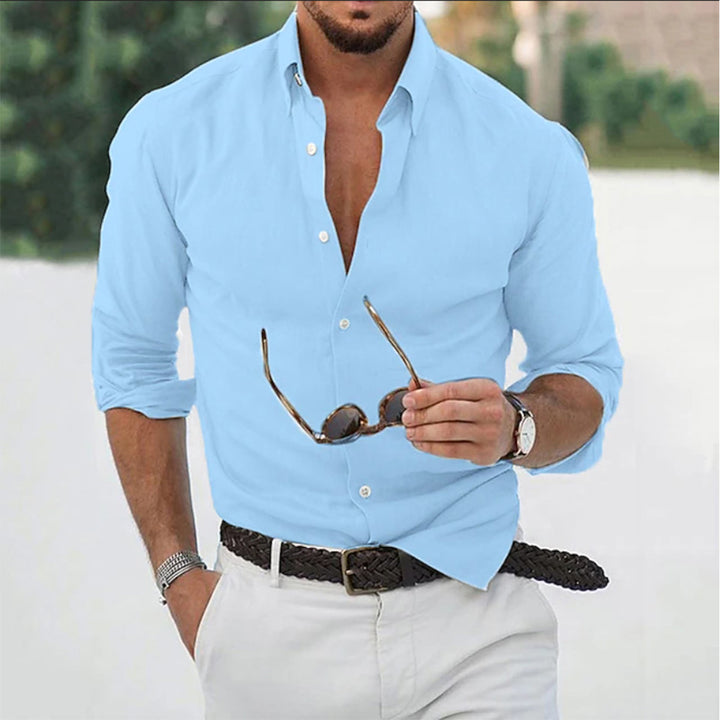 Men's Long Sleeve Button-Up Shirt-2