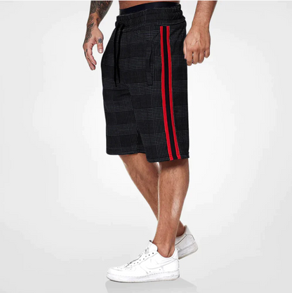Men's Plaid Shorts with Side Stripe-6