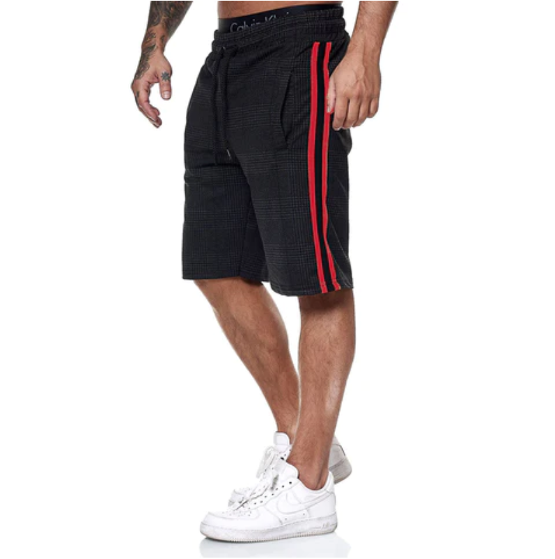 Men's Plaid Shorts with Side Stripe-3