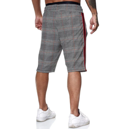 Men's Plaid Shorts with Side Stripe-4