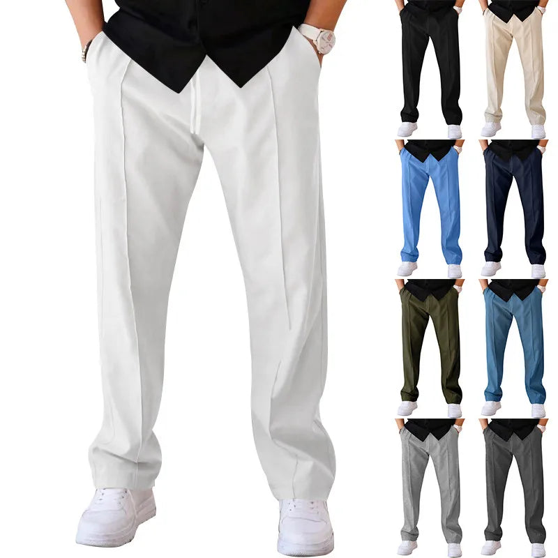 Men's Pleated Straight-Leg Trousers