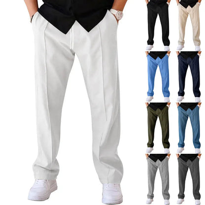Men's Pleated Straight-Leg Trousers