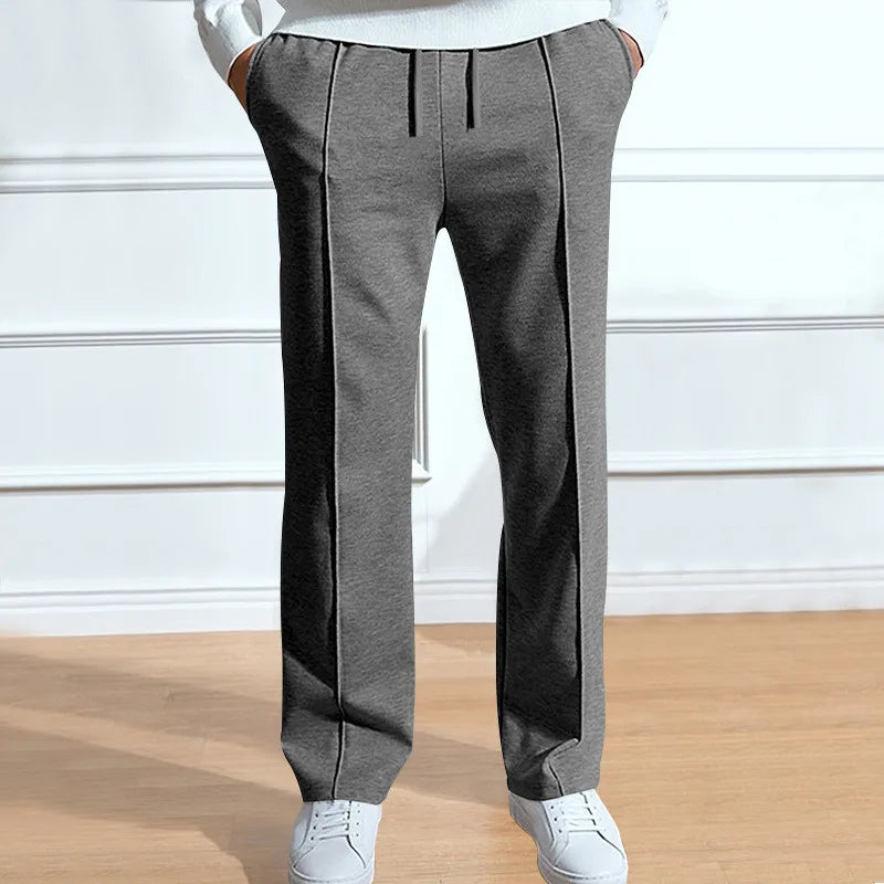 Men's Pleated Straight-Leg Trousers - Grey