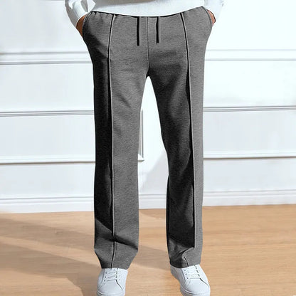 Men's Pleated Straight-Leg Trousers - Grey