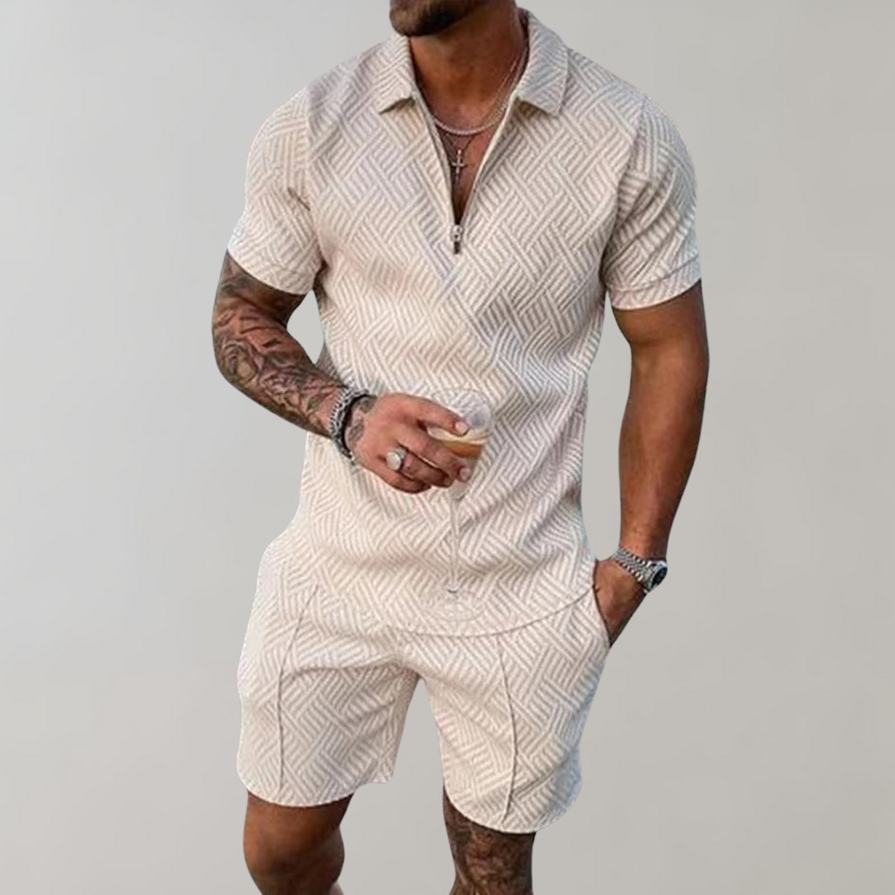 Men's Two-Piece Set with Polo and Shorts