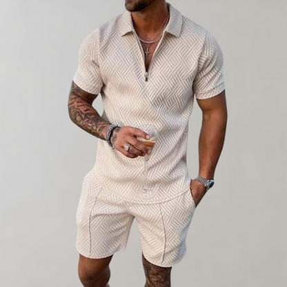 Men's Two-Piece Set with Polo and Shorts