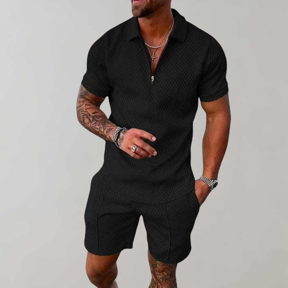 Men's Two-Piece Set with Polo and Shorts