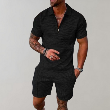 Men's Two-Piece Set with Polo and Shorts